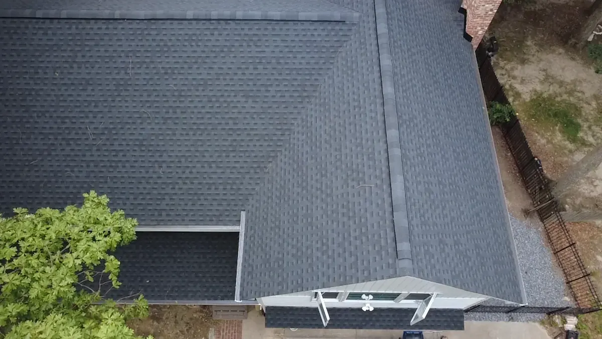 Detail of finished shingle roofing